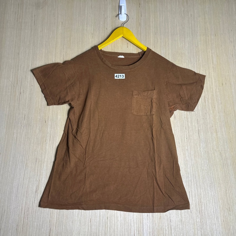 Vintage Matt Andrews Shirt Mens Medium Brown Made In USA Pocket Distressed